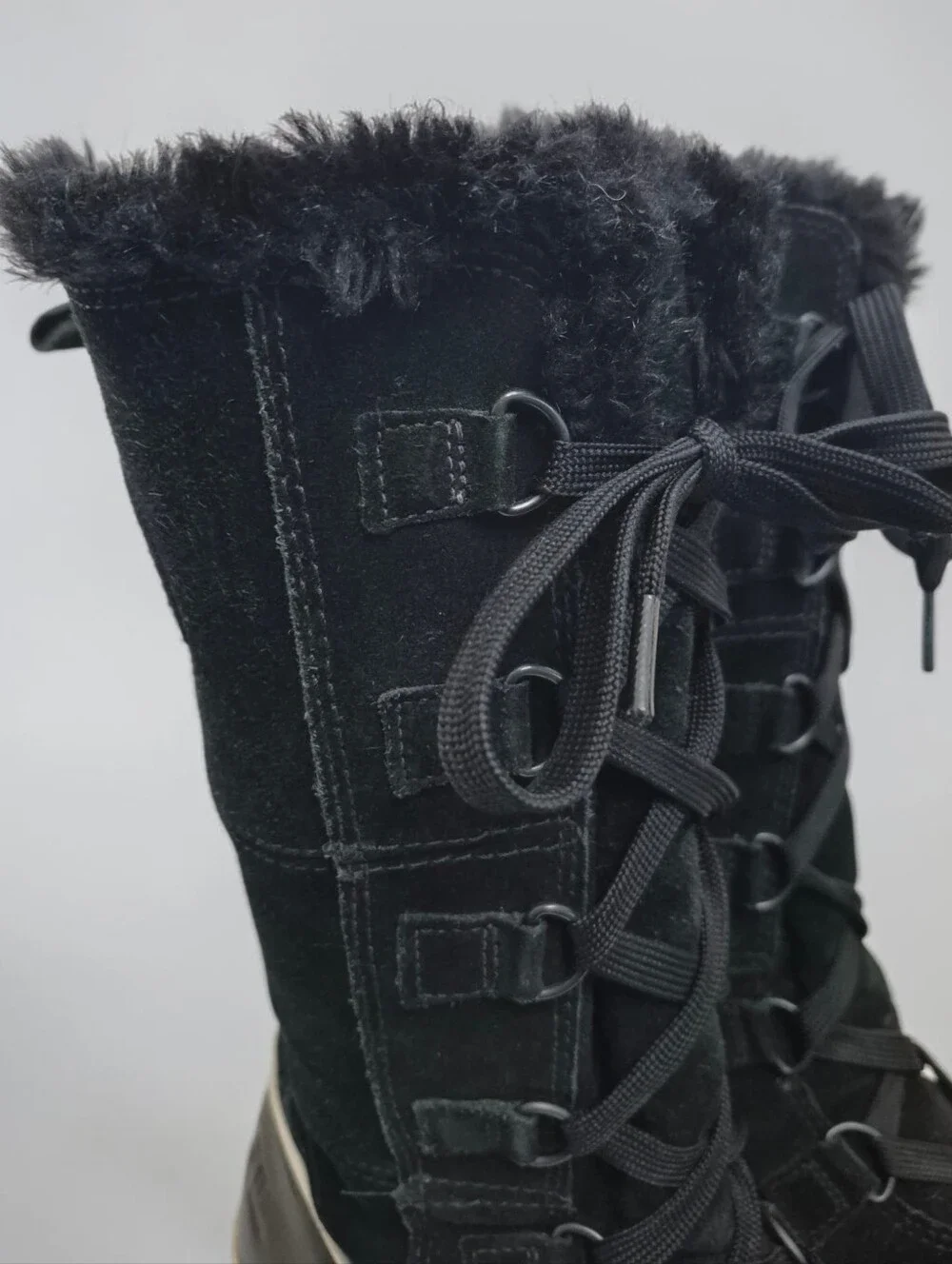 Sorel Tivoli High II Waterproof Suede Black winter Boots Size 8  Faux Fur Snow